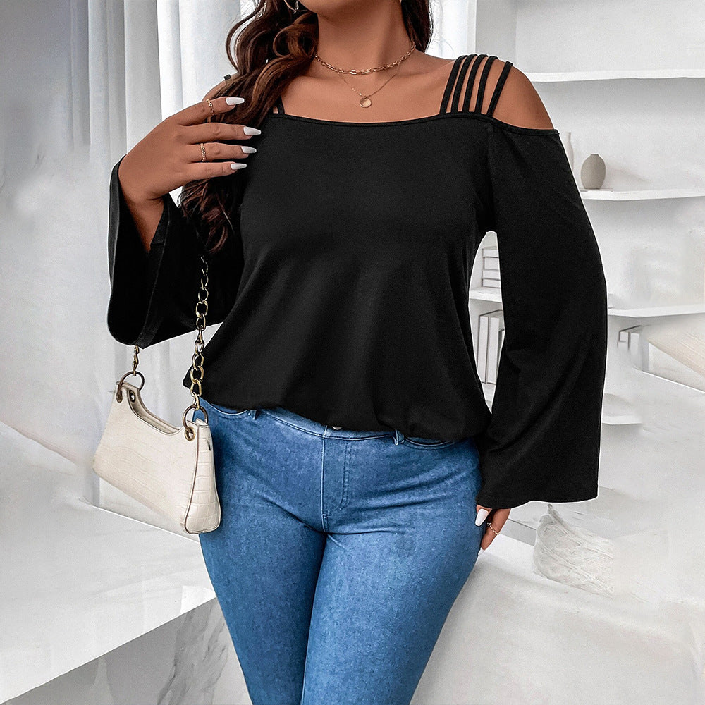 Dame off-shoulder top med moderigtigt ribstrikdesign Stilla