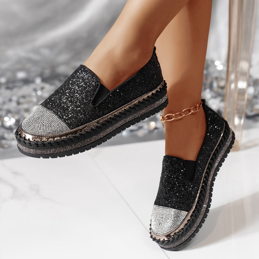 Dame Glitrende Slip-On Sneakers med komfortabel Sål Stilla