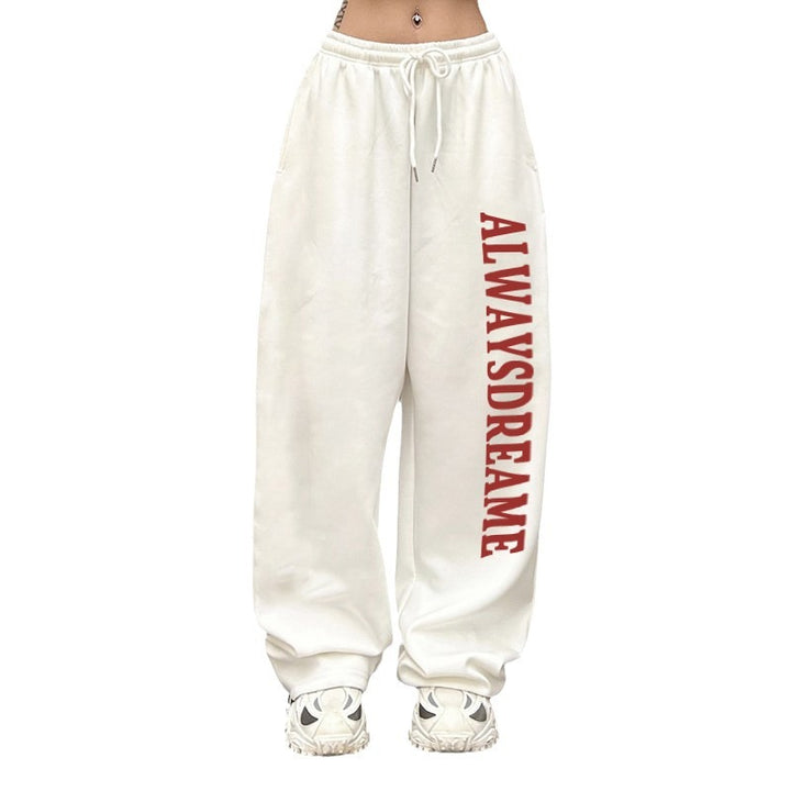Kvindernes afslappede sweatpants med motiverende tekst og elastisk talje Skovae