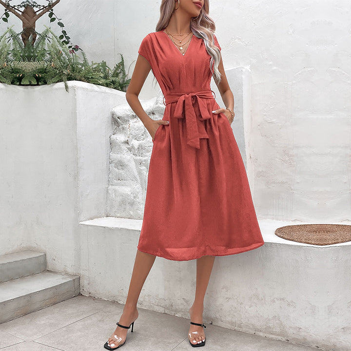 Damer Elegant Taljeret Midi-Kjole Stilla