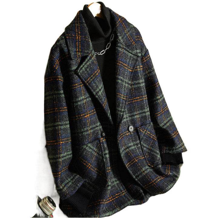 Kvinders klassiske ternede jakke i moderne oversized stil Skovae
