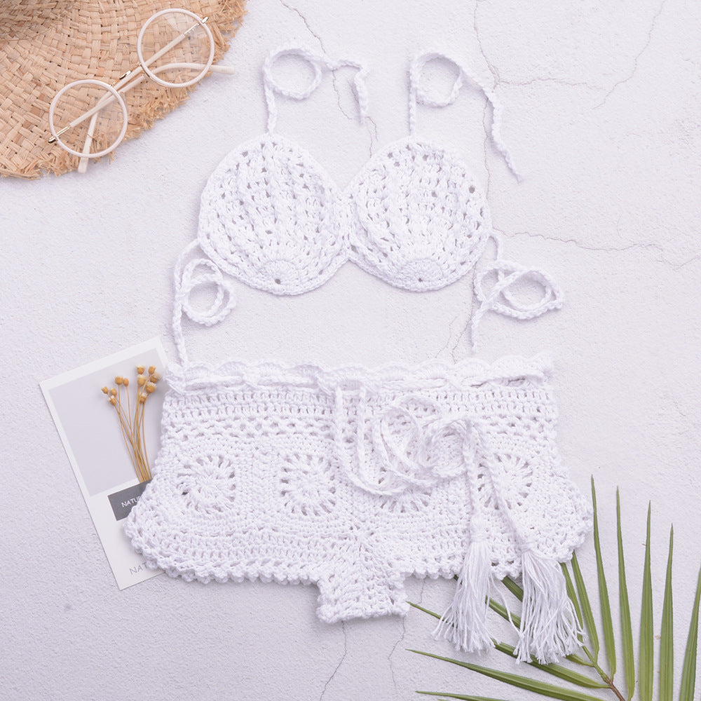 Dame Hæklet Bikini-Sæt med Frynse Detaljer Stilla