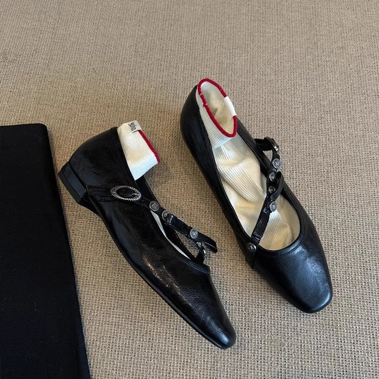 Dame Elegante Strop Ballerina Flade Sko med Dekorative Spænder Stilla