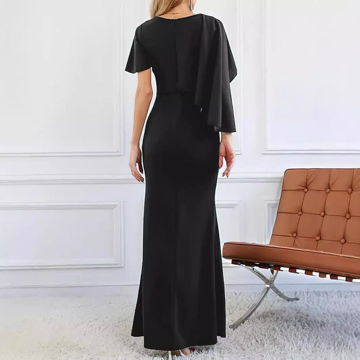 Dame elegant maxikjole med svingende flæseærmer Stilla