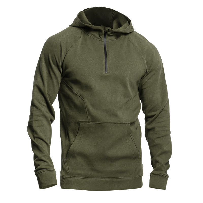 Herrer sports sweatshirts med halv lynlås og kængurulomme Stilla