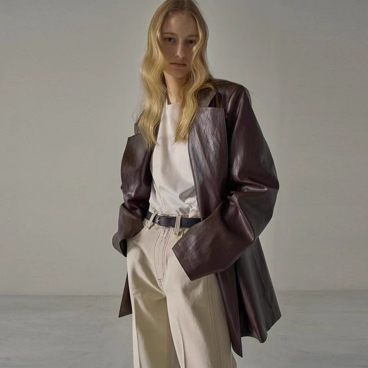 Kvinders oversized faux læder blazer Stilla