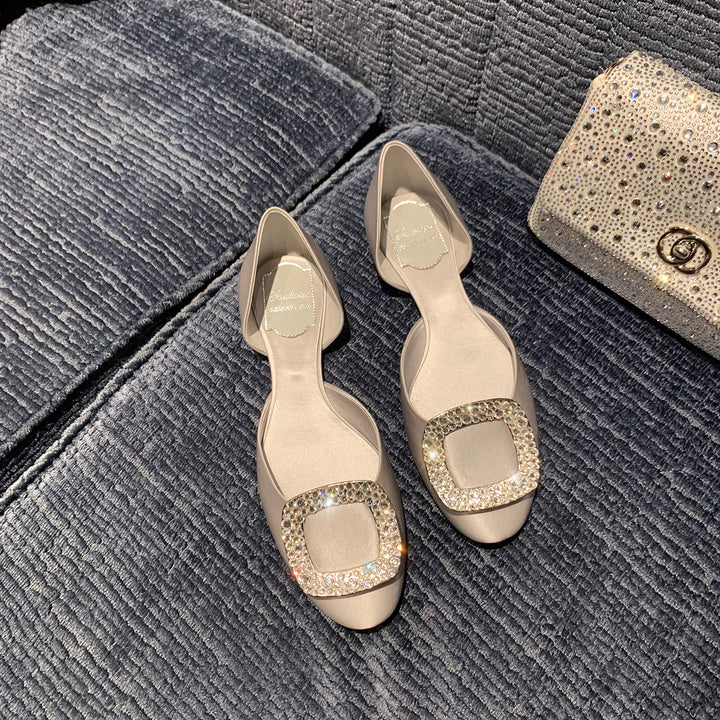 Dame Elegant Strass-besatte Slipper Stilla
