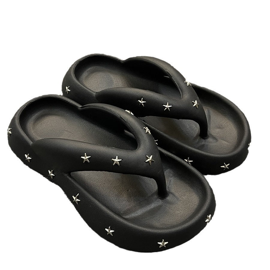 Dame flip-flops med stilfulde stjerneapplikationer Stilla