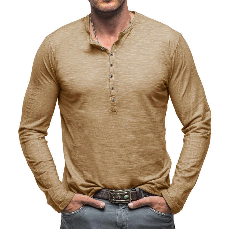 Herrer Langærmet Henley-Shirt med knapbar front og afslappet pasform Stilla