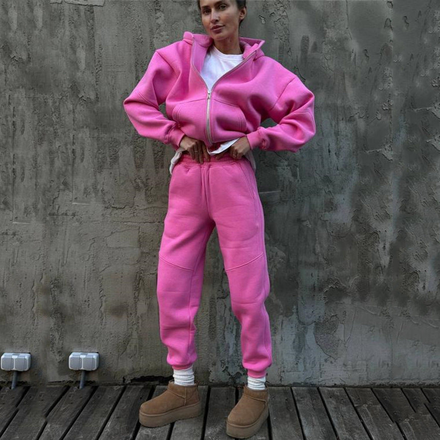 Kvinders sporty fleece jumpsuit med høj krave og praktiske lommer Skovae