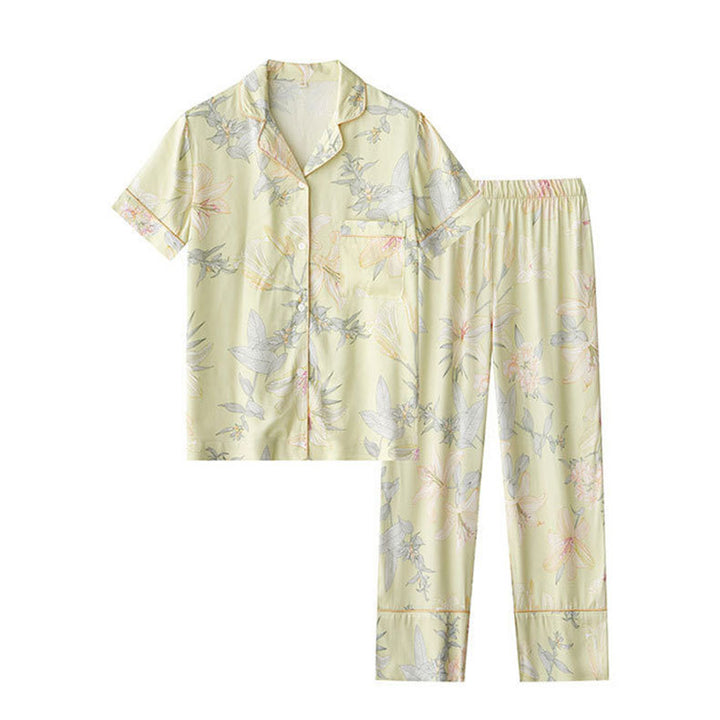 Dame Pyjama-sæt med blomsterdesign og elegant snit Stilla