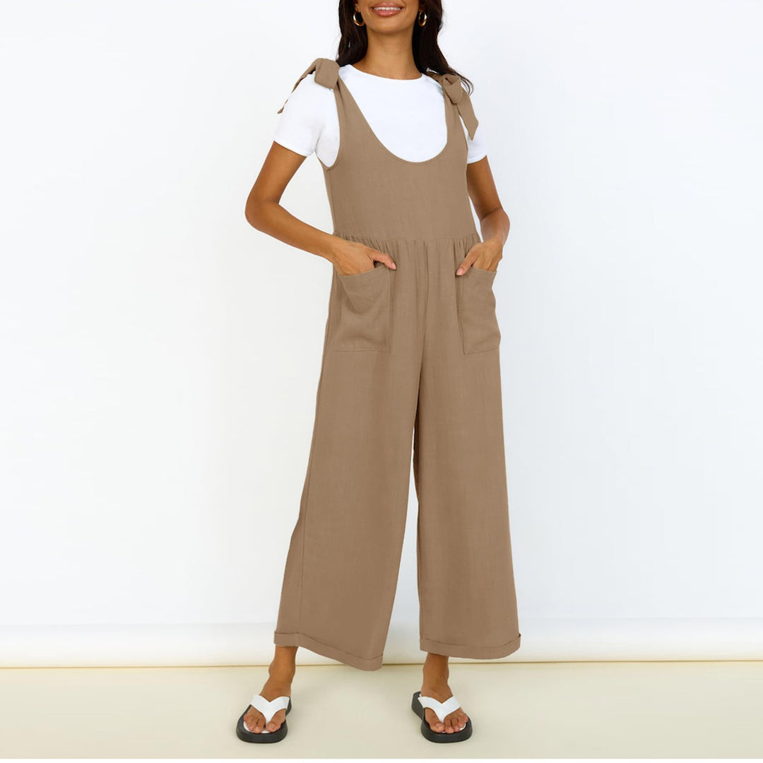 Dame Casual Jumpsuit med justerbare stropper og bred ben Stilla