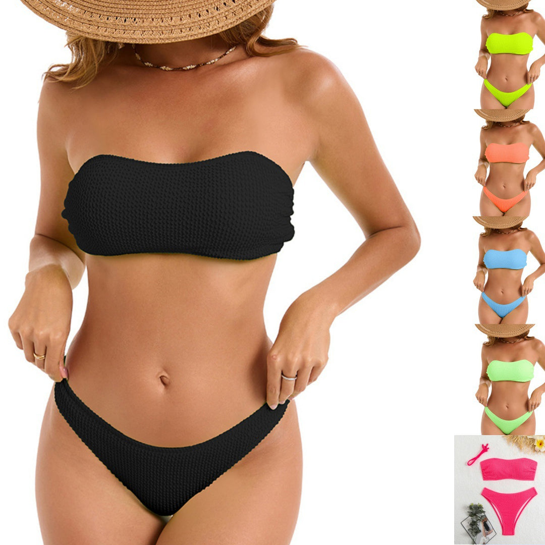Femme Hækle Bandeau Bikini Sæt Stilla