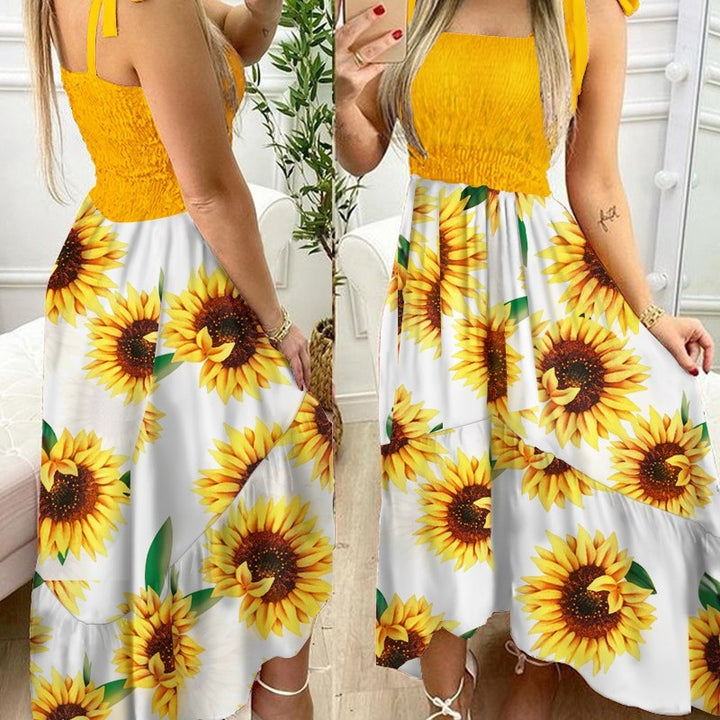 Dame Blomster Maxi Kjole med justerbare skulderstropper Stilla