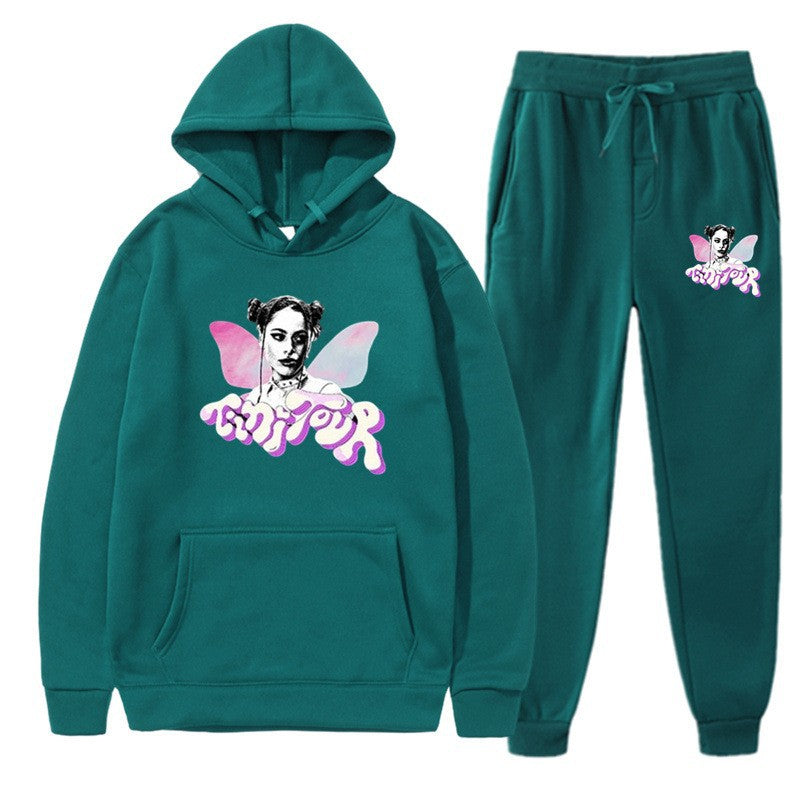 Women's sweatshirt og joggebukser sæt med kreativ grafisk design Skovae