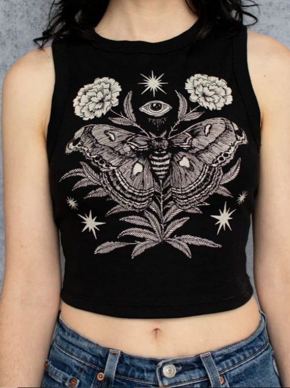 Dame Crop-top med unikt design og moderigtig skrifttype Skovae