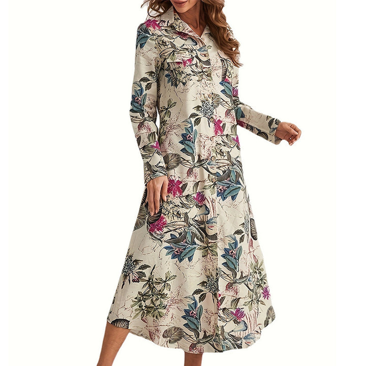 Femme Floral Print Knap-Op Maxi Kjole Stilla