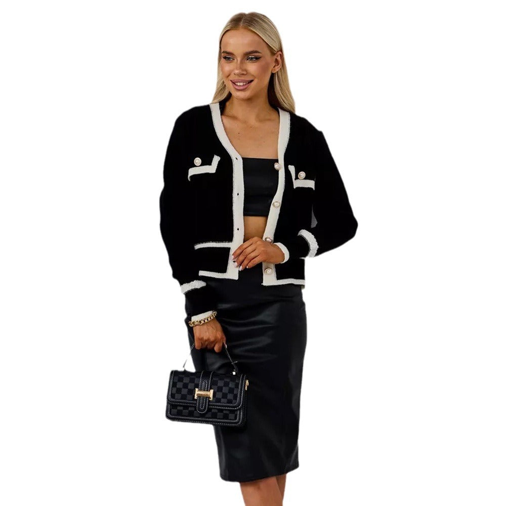 Kvindernes fashionable cardigan med elegante perleknapper og lommer Stilla