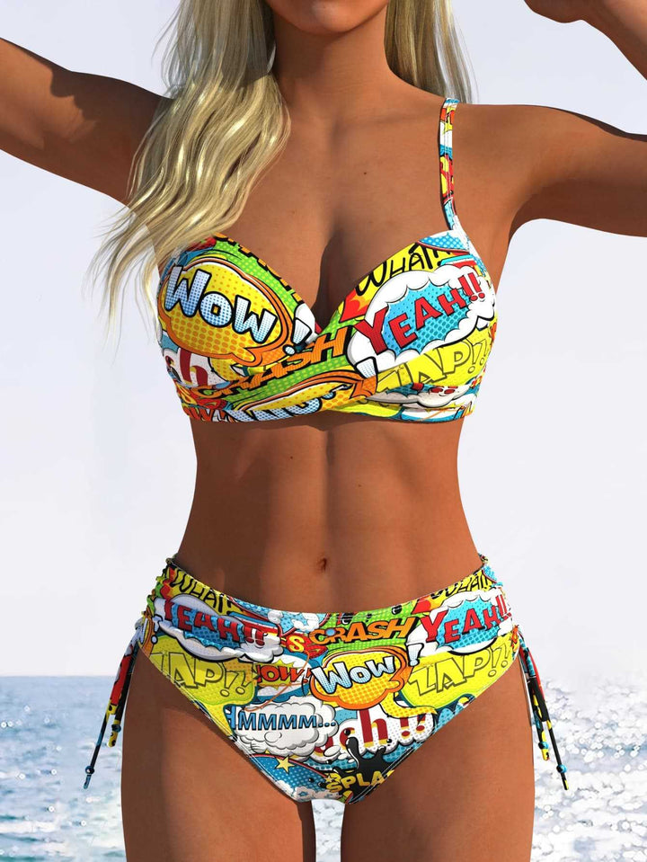 Dame Bikini-sæt med geometrisk design og justerbar talje Skovae