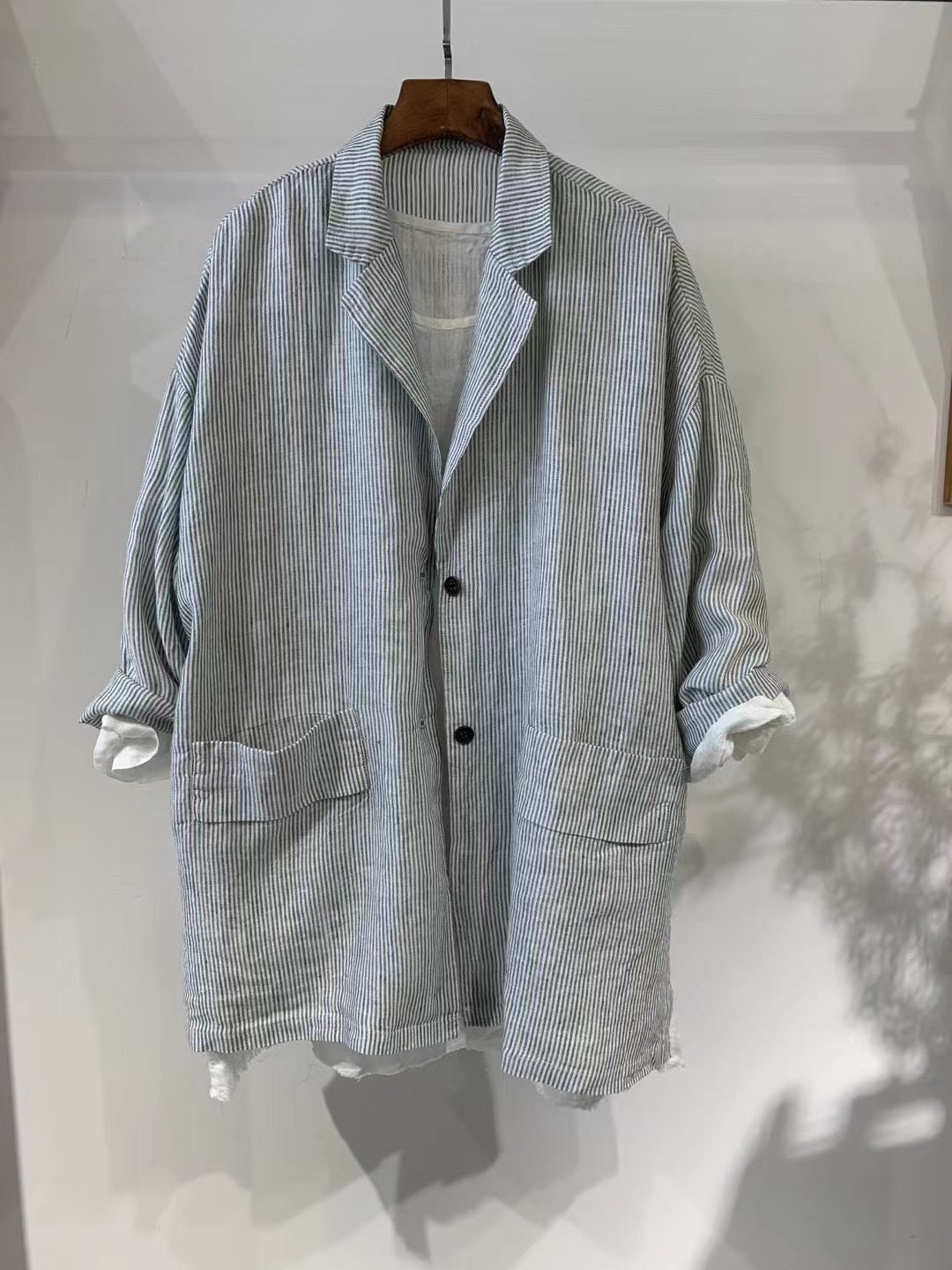 Dame Relaxed Fit Stribet Linned Blazer Stilla