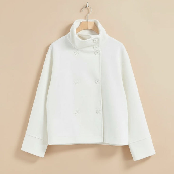 Damesmode Cropped Jakke med Høj Krave og Dobbelt Knaplås Stilla