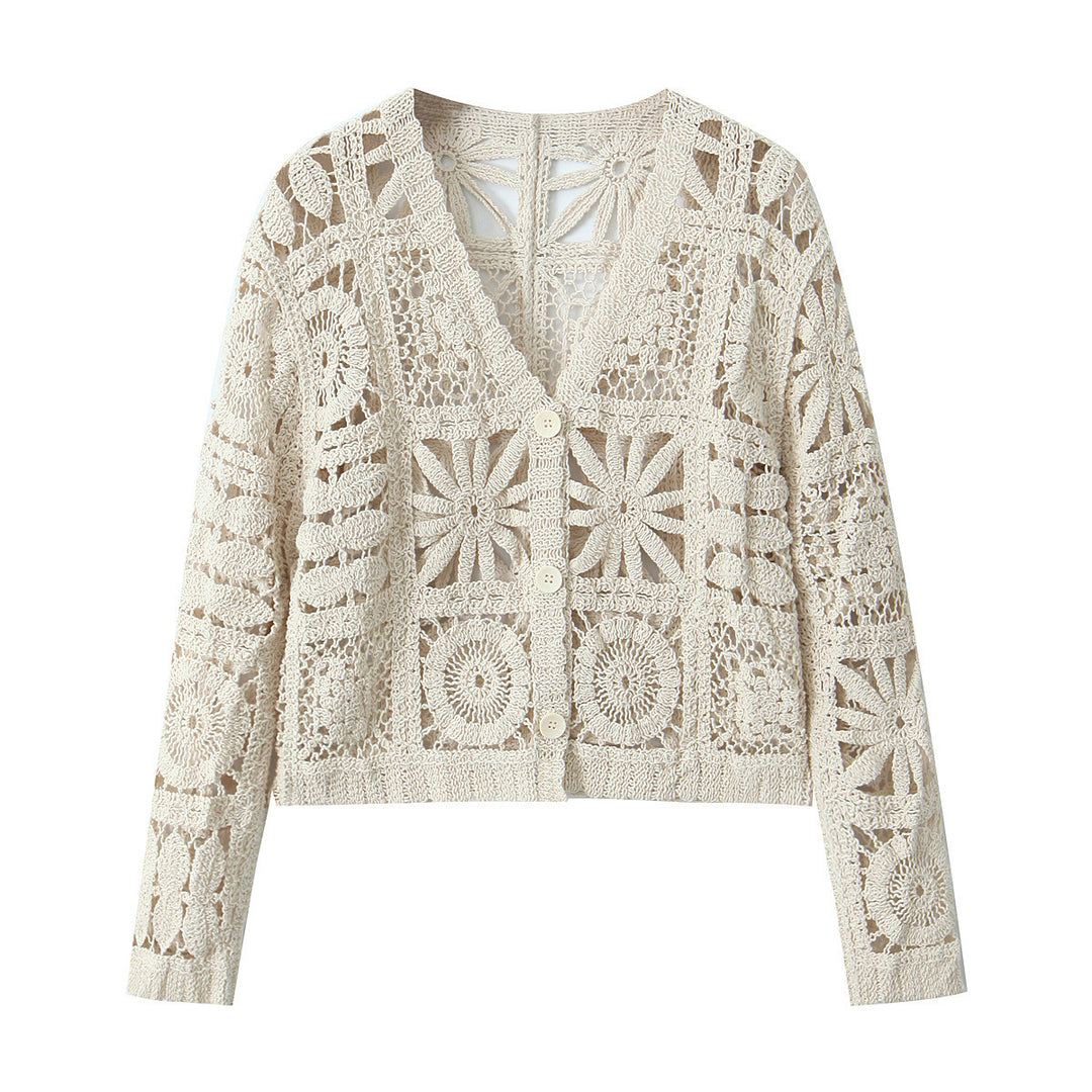 Femme Hæklet Cardigan med Blomstermønstre Stilla