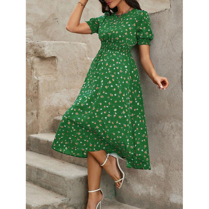 Dame Let Maxi Kjole med Blomsterprint og Smock-Talje Stilla
