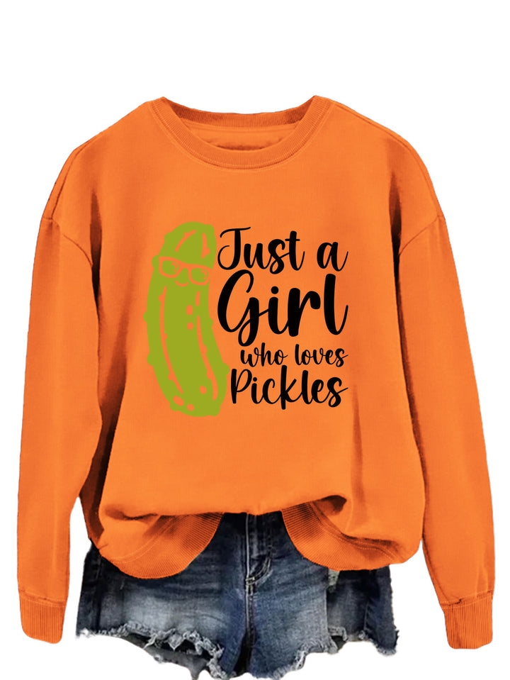 Kvinders sweatshirt med humoristisk agurkmotiv og afslappet pasform Stilla