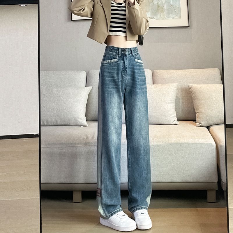 Dame Bred Jeans med Sidestriber Stilla