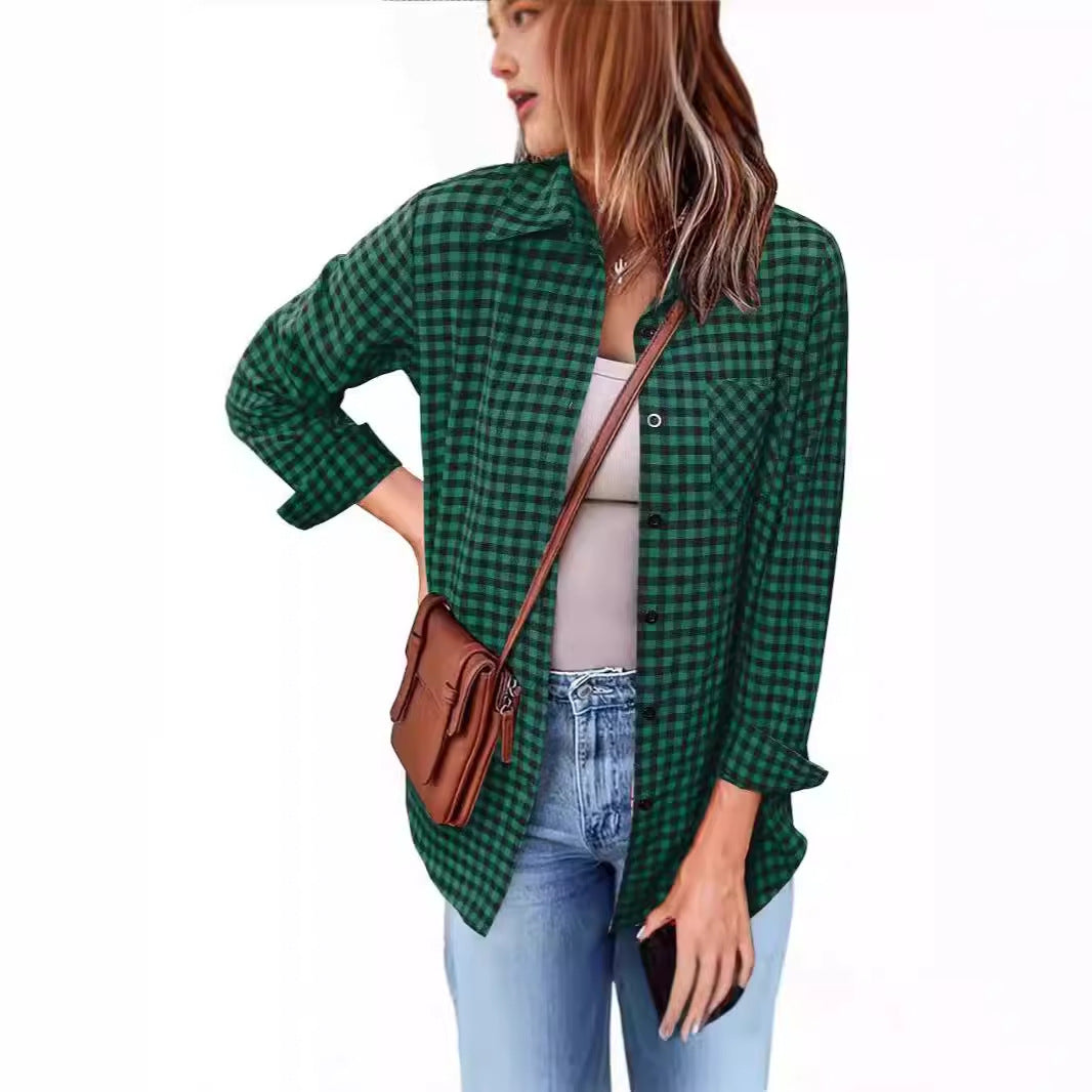 Femme Button-Up Gingham Check Shirt Stilla