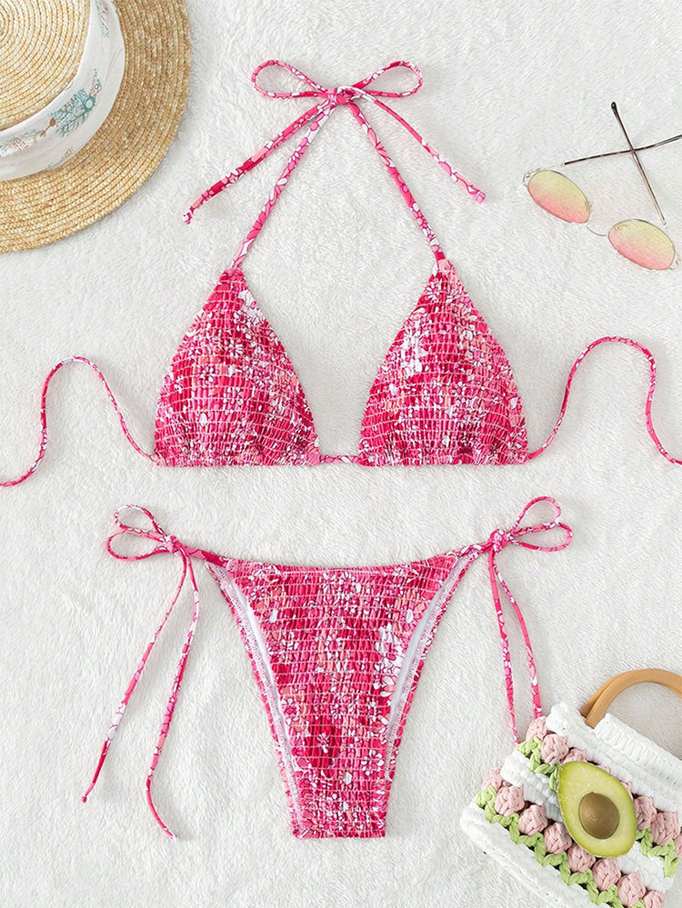 Dame Triangle-Bikini med legesygt blomsterdesign Skovae
