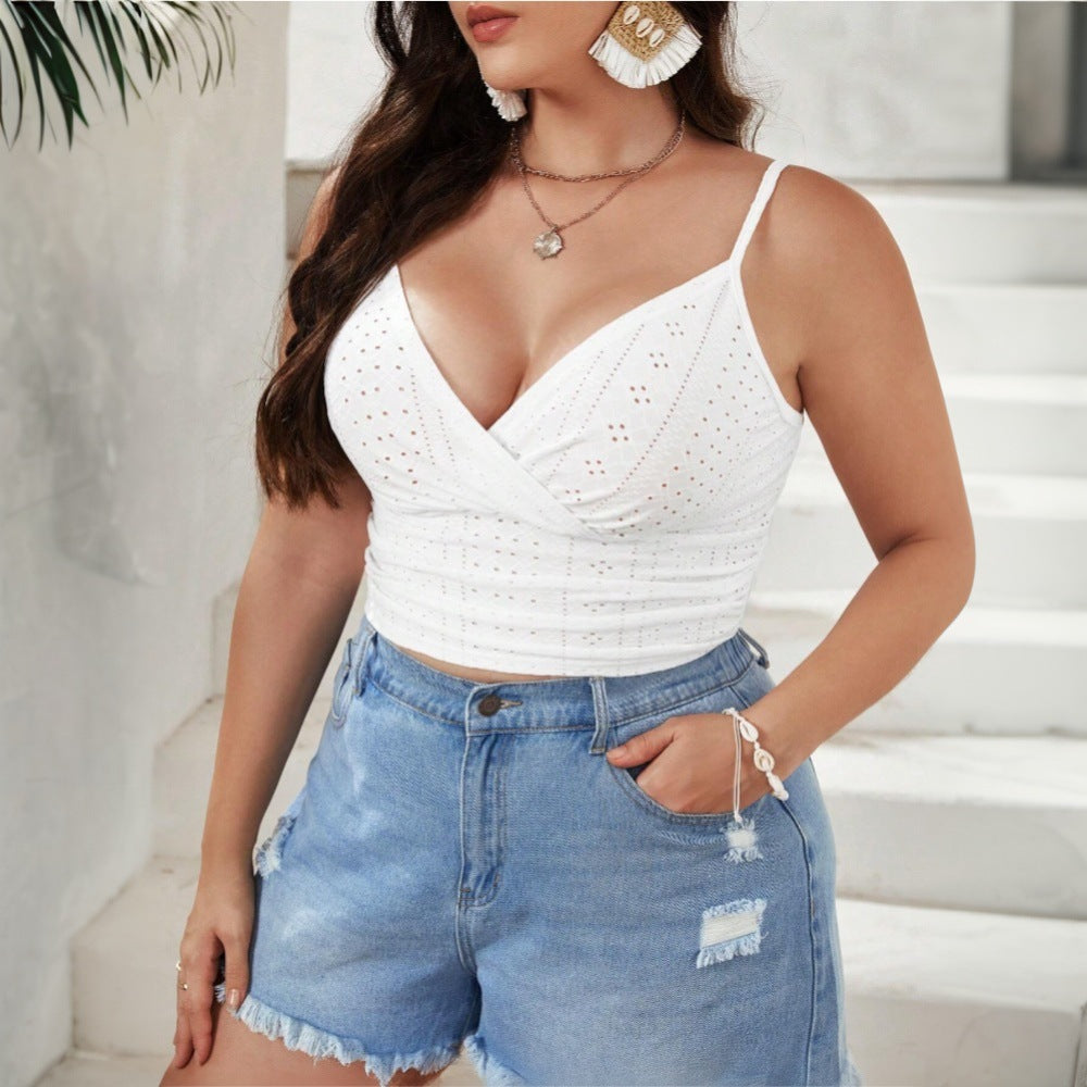 Dame Broderet Crop-Top Skovae