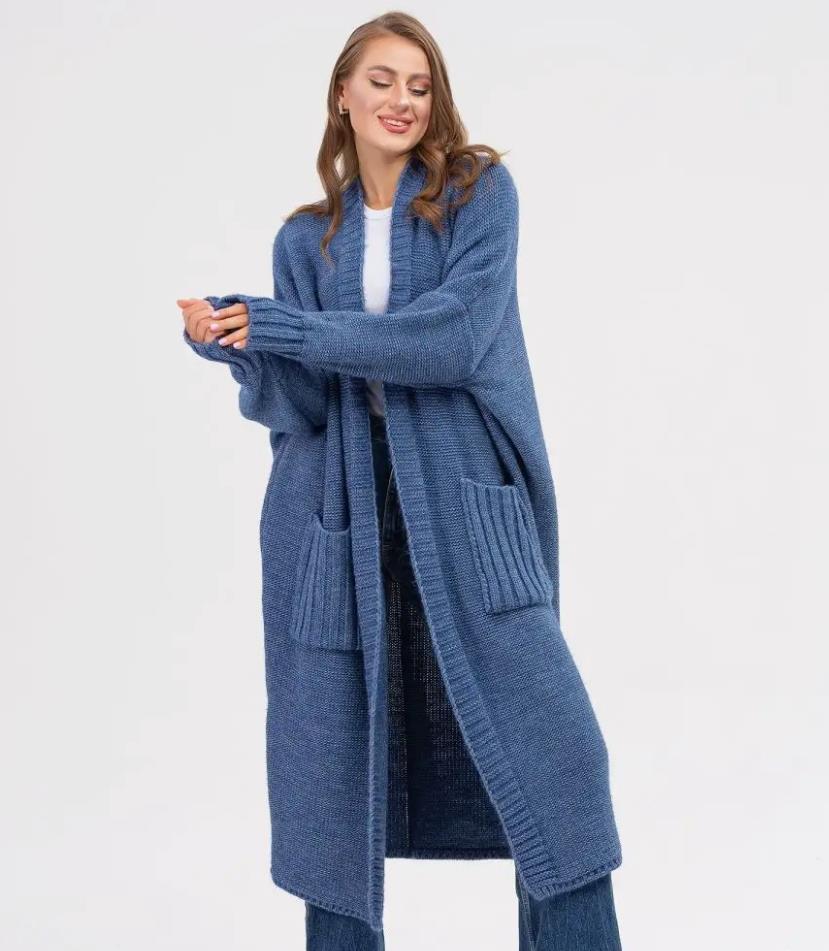 Dame Behagelig Strikfrakke med store lommer og oversized pasform Stilla