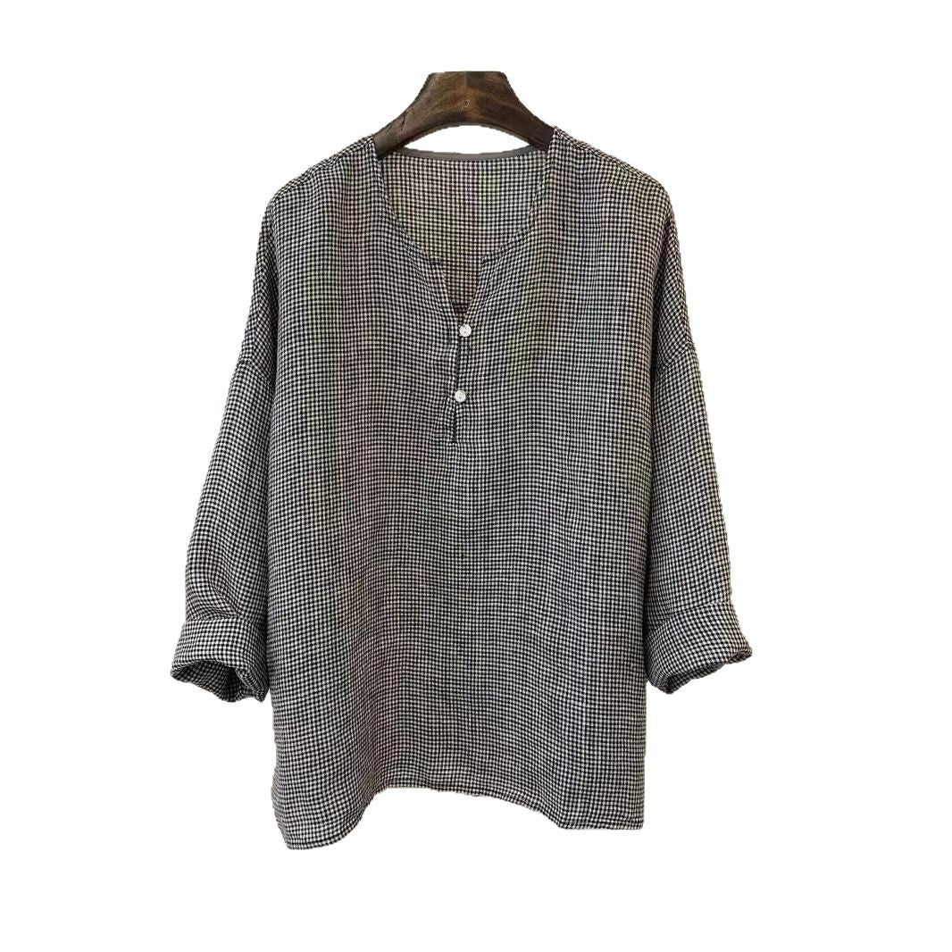 Dame Let stribet Linnedbluse Stilla