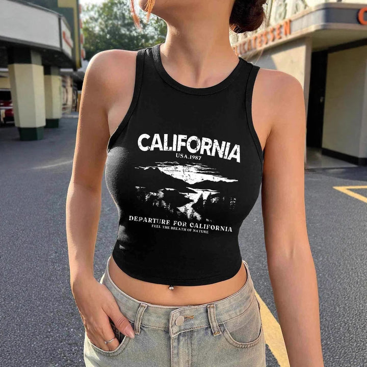 Dame Crop-Top med kreativt California-design Skovae
