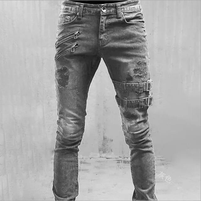 Herre Slim Fit Jeans med asymmetriske lynlåse og moderne detaljer Stilla