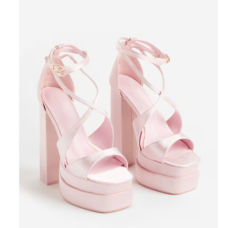 Femme Chunky Platform Høj Hælsandaler Stilla