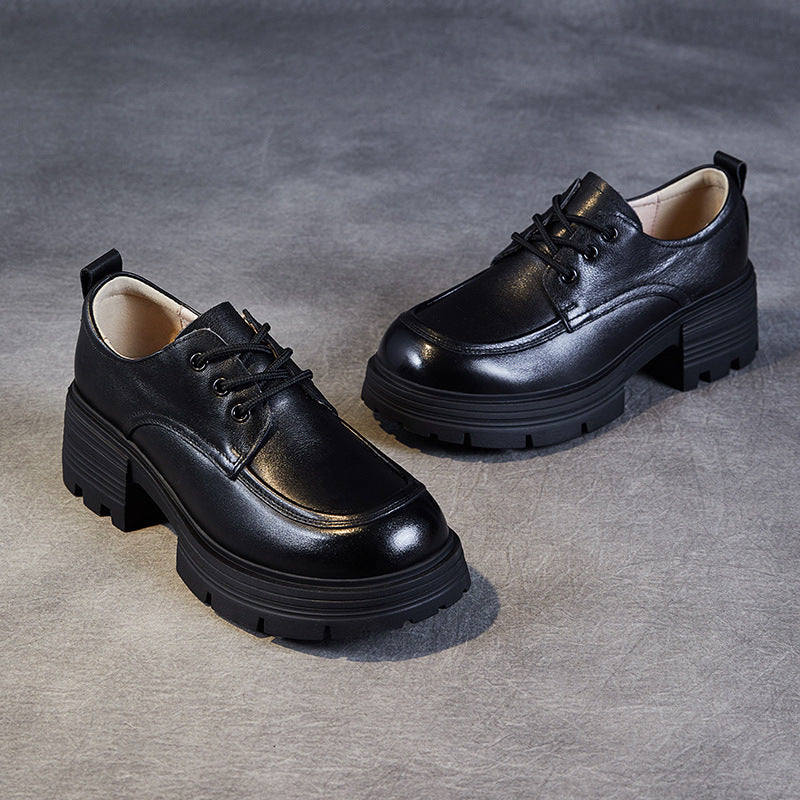 Dame Moderne Chunky Snørebånd Oxfords med Hævet Hæl Stilla
