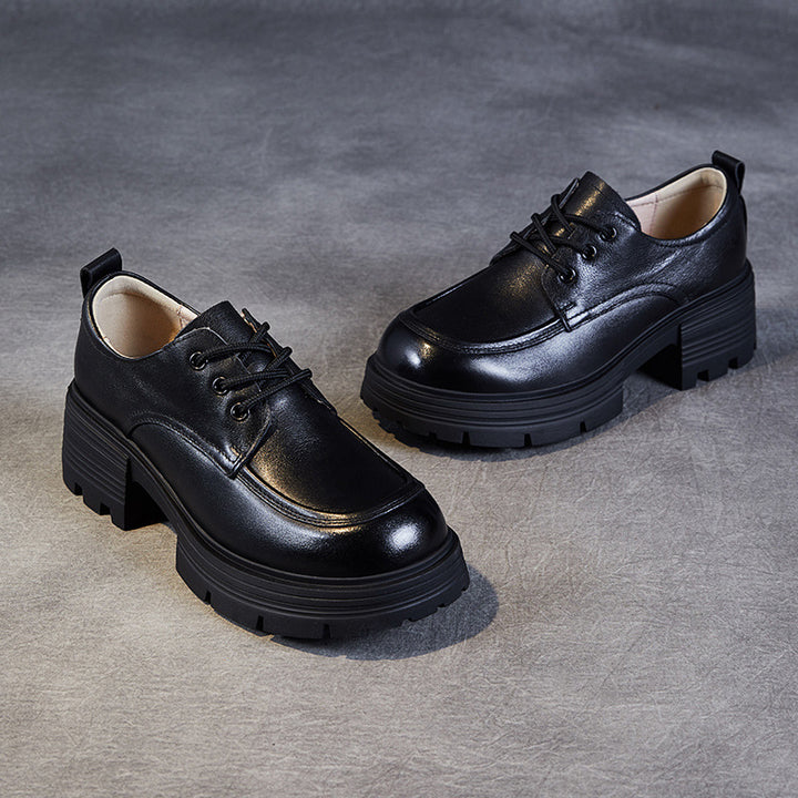 Dame Moderne Chunky Snørebånd Oxfords med Hævet Hæl Stilla