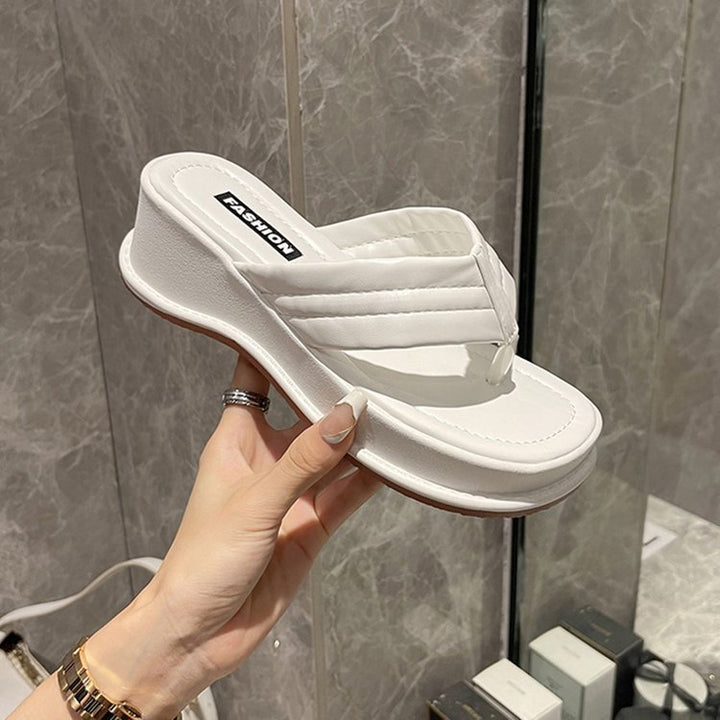 Dame modische Flip-Flops med høj plateau og komfortabelt fodseng Stilla