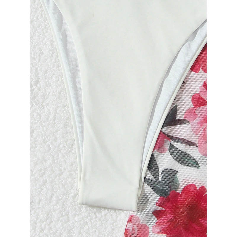 Dame bikini-sæt med blomsteret indpakningsnederdel og moderigtigt top Stilla