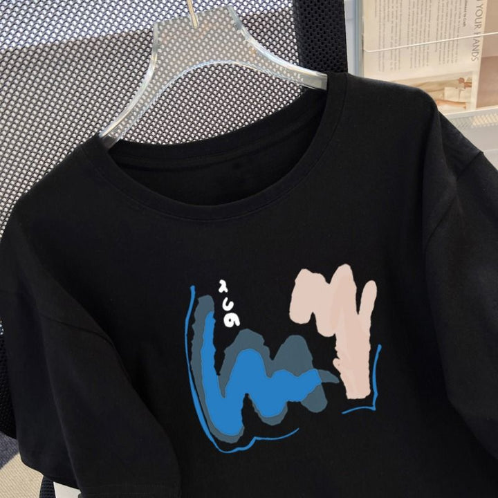 Dame T-shirt med moderne grafikprint og afslappet snit Stilla