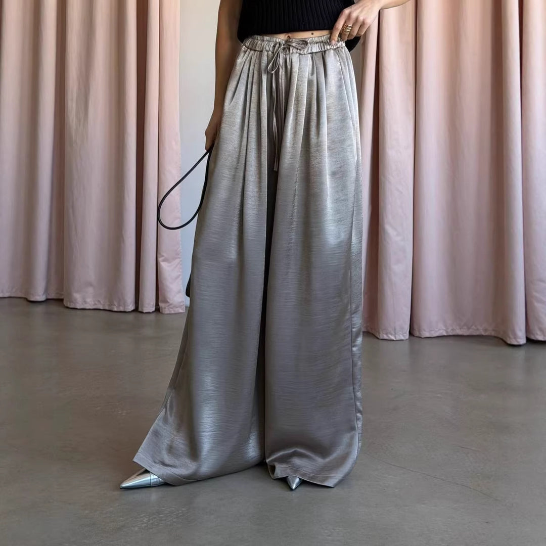 Kvinders elegante brede satinbukser Stilla