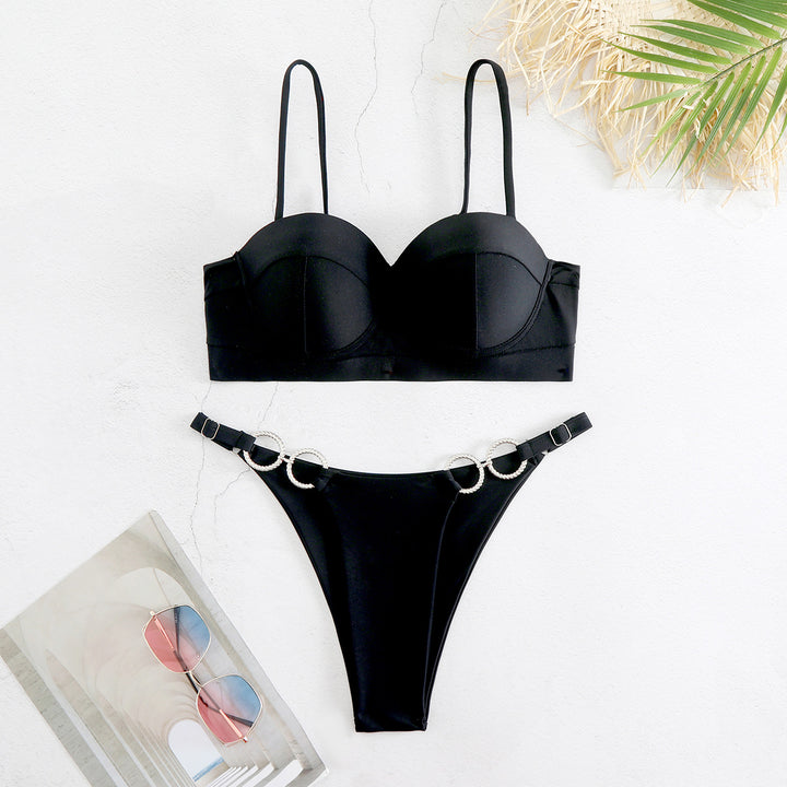Dame Bikini-sæt med elegant bustier-top og moderigtigt ringdetalje Stilla