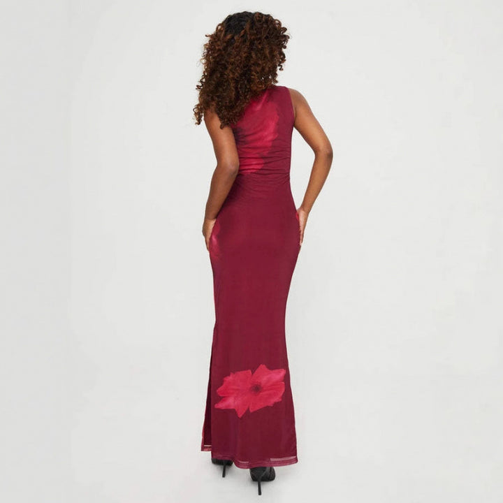 Dame Floral Print Bodycon Maxi Kjole Stilla