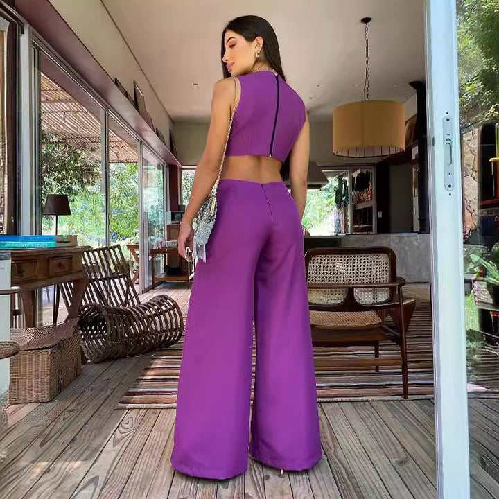 Dame Jumpsuit med innovativt cut-out og bred talje Stilla