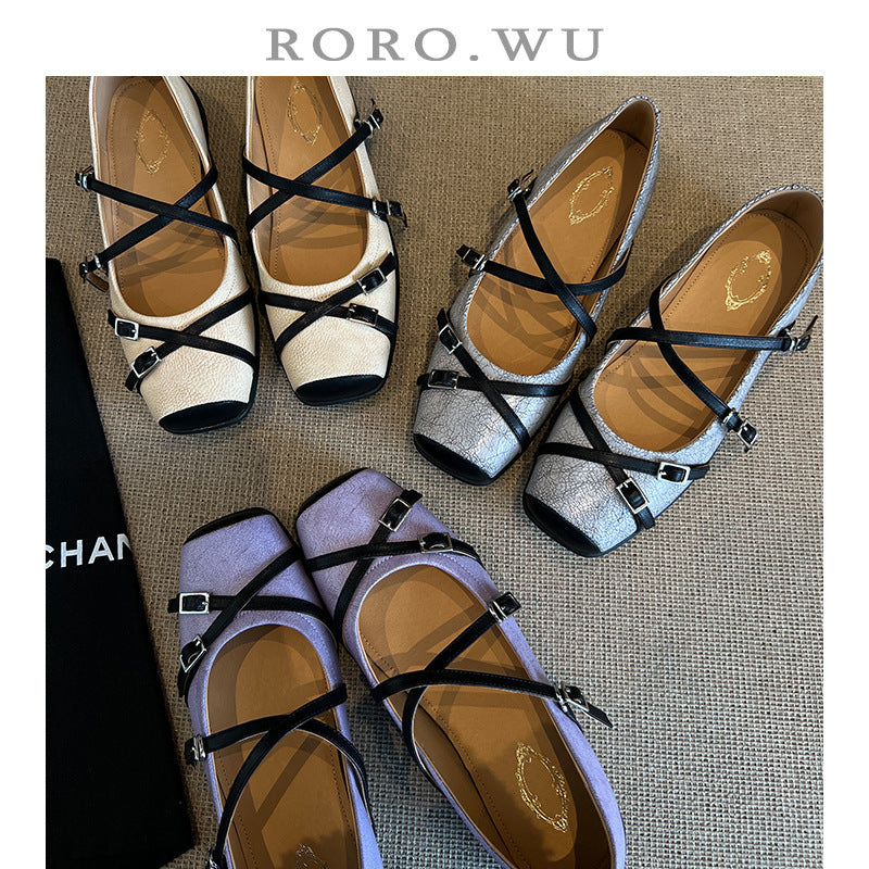 Dame Elegant Krydsrem Ballerina Flats Stilla