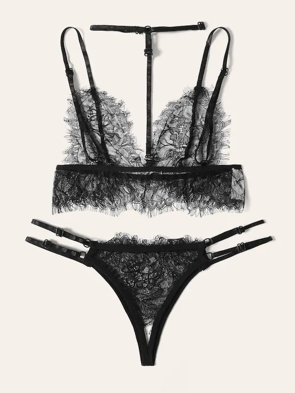 Dame Spids-Bralette og Panty Sæt Stilla