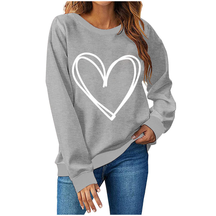 Dame afslappet sweatshirt med kreativt hjerte design Stilla