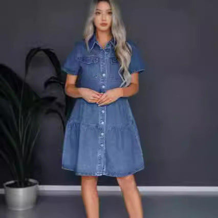 Femme Button-Up Denim Lagkædekjole Stilla